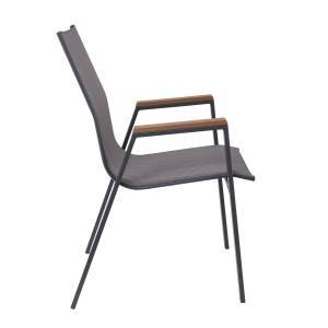 VIRNA Πολυθρόνα Κήπου Βεράντας, Μέταλλο Βαφή Ανθρακί Textilene Γκρι,Polywood Φυσικό Ε-00024839 Ε6798,1