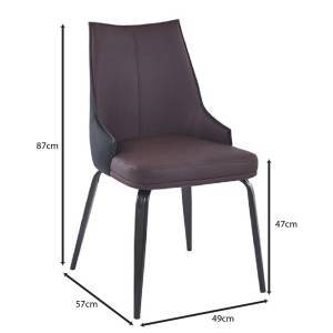 NORA Καρέκλα Τραπεζαρίας- Κουζίνας, Μέταλλο Βαφή Μαύρο, Pu Σκούρο Καφέ-Μαύρο Ε-00025176 ΕΜ174,1