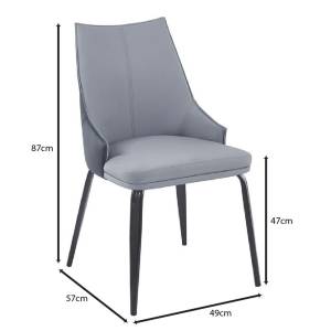 NORA Καρέκλα Τραπεζαρίας- Κουζίνας, Μέταλλο Βαφή Μαύρο, Pu Ανοιχτό-Σκούρο Γκρι Ε-00025177 ΕΜ174,2
