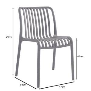 MODA-W Καρέκλα Στοιβαζόμενη, PP - UV Protection, Απόχρωση Γκρι Ε-00025282 Ε3801,2W