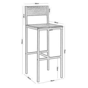 STAB Σκαμπό BAR με Πλάτη, Μέταλλο Βαφή Ανθρακί, Κάθισμα Απόχρωση Antique Brown Ε-00021322 ΕΜ9801