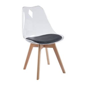 MARTIN Καρέκλα Ξύλο, PET Clear, PU Μαύρο, Μονταρισμένη Ταπετσαρία Ε-00025445 ΕΜ136,241