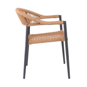 MADISON Πολυθρόνα Βεράντας- Κήπου, ALU Ανθρακί, Rope Wicker Φυσικό, Στοιβαζόμενη Ε-00026075 Ε6724,1