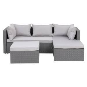 CORNER Set Wicker, Γωνία με Σκαμπό, Απόχρωση Ανοιχτό Γκρι Αναστρέψιμη Γωνία Ε-00026123 Ε6628,1