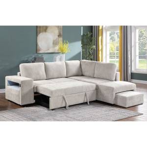 FLEXY Καναπές Αριστερή Γωνία - Κρεβάτι, με Χώρους Αποθήκευσης φωτιζόμενο, Ύφασμα Μπεζ Ε-00026664 Ε9503,10