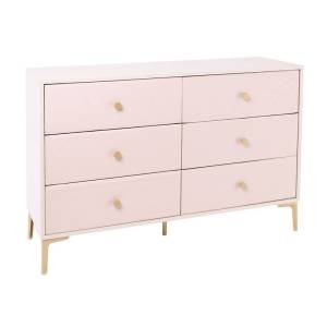 LANA Συρταριέρα με 6 Συρτάρια, Απόχρωση Εκρού, με πρόσοψη Pu Καπιτονέ Ε-00026067 Ε7504,1