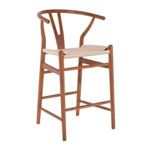 LIMA Σκαμπό BAR, Ξύλο Οξιά, Καρυδί, Κάθισμα Paper Rope Φυσικό (ύψος καθ.67cm) Ε-00026110 Ε75171,2