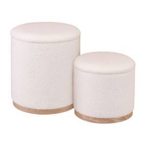 MATIC Set-2 Σκαμπό-Τραπεζάκι με Αποθηκευτικό Χώρο, Teddy Ύφασμα Εκρού Ε-00025929 Ε70401