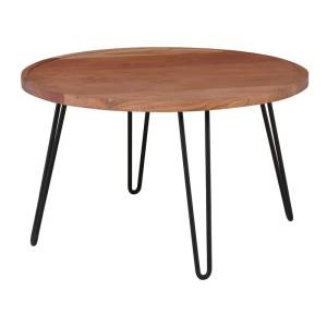 MATRI-W Τραπεζάκι Σαλονιού Καθιστικού, Μέταλλο Βαφή Μαύρο, Ξύλο Ακακία Φυσικό Ε-00025425 ΕΑ7076,1W