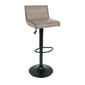 NERO Σκαμπό BAR με Πλάτη, Μέταλλο Μαύρο, PU Cappuccino, Ρύθμιση Ύψους, Περιστρεφόμενο Ε-00019436 ΕΜ405,3