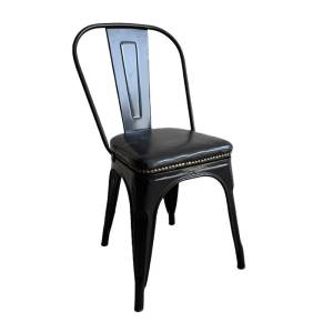 RELIX Καρέκλα Στοιβαζόμενη, Μέταλλο Βαφή Μαύρo, Κάθισμα Pu Μαύρο Ε-00025766 Ε5191P,15W