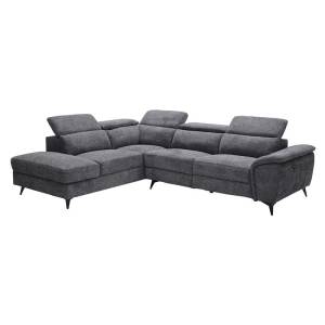 ROMEO Καναπές-Relax, Δεξιά Γωνία,Ύφασμα Γκρι, Αποθ.χώρος, Μία θέση με ηλεκτρική ανάκληση Ε-00026523 Ε9584,10