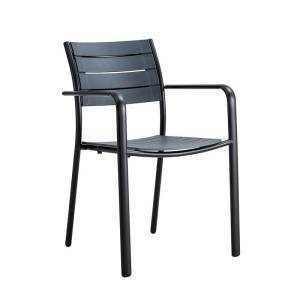 SAGA Πολυθρόνα Στοιβαζόμενη, Μέταλλο Βαφή Μαύρο, PP-UV Ανθρακί Ε-00025951 Ε6710,2