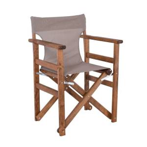 Σκηνοθέτη Πολυθρόνα Οξιά, Βαφή Εμποτισμού Καρυδί, Textilene Sand Beige, Πτυσσόμενη Ε-00026169 Ε7770,Υ1