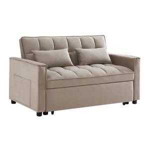 TEMPO Καναπές - Κρεβάτι, Με ανάκλιση πλάτης, Ύφασμα Velure Μπεζ Ε-00026604 Ε998,5