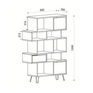 ΒΙΒΛΙΟΘΗΚΗ-ΡΑΦΙΕΡΑ Enola GREY OAK-BLACK 85Χ35Χ150 FYLLIANA