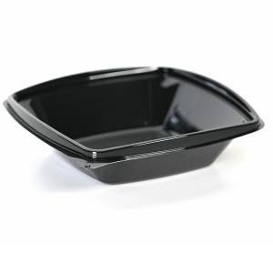 Τετράγωνο σκεύος PET μαύρο για σαλάτα 1000ML 50TEM INTERTAN