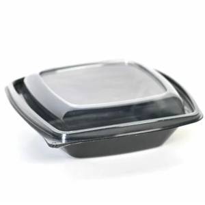 Τετράγωνο σκεύος PET μαύρο για σαλάτα 1000ML 50TEM INTERTAN