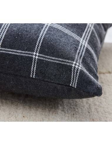 Μαξιλάρι καρό woven cotton/polyester ανθρακί 45x45cm
