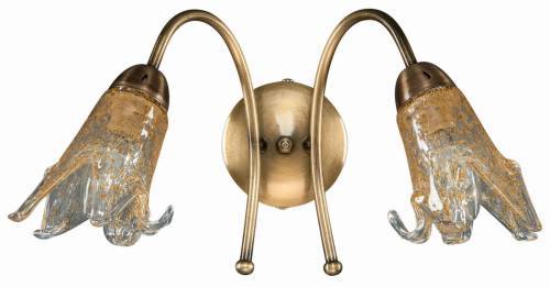 Απλίκα  Μέταλλο μπρονζέ   2χΕ14 δίφωτη με γυαλί