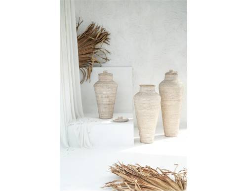 Βάζο δαπέδου Rattan με καπάκι 34x70 cm