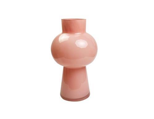 Βάζο γυαλ. γαλακτ.ροζ με πόδι Φ17,5Η30cm