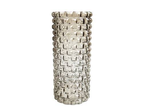 Βάζο γυαλ. Γκρι ανάγλυφο Φ13Η29,5cm