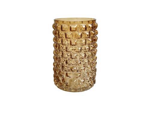 Βάζο γυαλ. μελί ανάγλυφο Φ13Η20cm