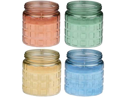 Κερί σιτρονέλα σε γυάλ.ποτήρι/4χρώματα 11x12cm