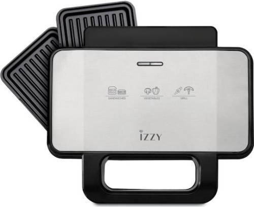 Izzy IZ-2036 Τοστιέρα Γκριλιέρα με Αποσπώμενες Πλάκες 1000W Inox