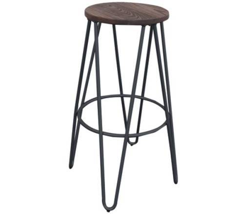 ARCO Wood Σκαμπό Bar, Μέταλλο Βαφή Μαύρο, Ξύλο Απόχρωση Dark Oak Ε-00017179 Ε5207,1