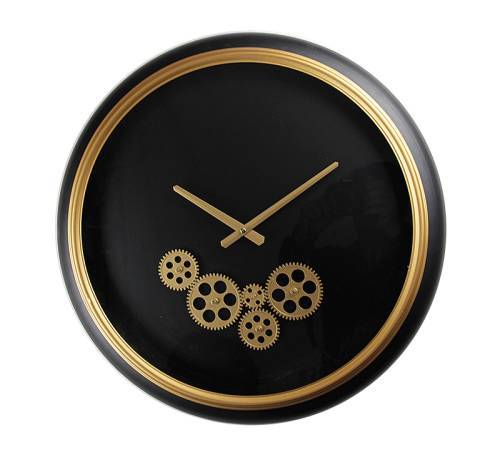 Μοντέρνο Ρολόι τοίχου μεταλλικό με κινούμενο μηχανισμό,Μαύρο/Χρυσό,52cm CL322