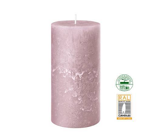Κερί κορμός ρουστίκ, αντικέ ροζ,7x14cm WL236