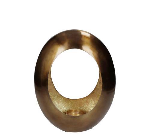 Κηροπήγιο "Egg" από αλουμίνιο χάλκινο/χρυσό, 22x30cm KAL-0037