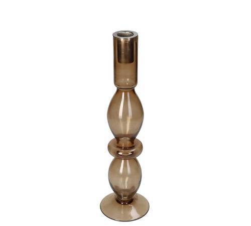 Γυάλινο κηροπήγιο σε καφέ χρ.,30cm XET-9437