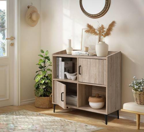 ΒΙΒΛΙΟΘΗΚΗ-ΡΑΦΙΕΡΑ Fylliana Board SONOMA ΧΡΩΜΑ 80x30x80εκ