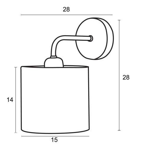 Απλίκα μέταλλο/Αμπαζούρ γκρι/λευκό Ε27 Φ15