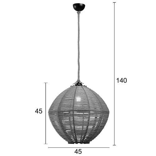 Φωτιστικό μονόφωτο σχοινί natural Ε27 Φ45