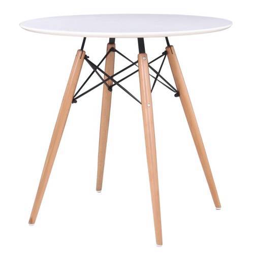 ART Wood Tραπέζι, Πόδια Οξιά Φυσικό, Επιφάνεια MDF Άσπρο Ε-00015756 Ε7083,1