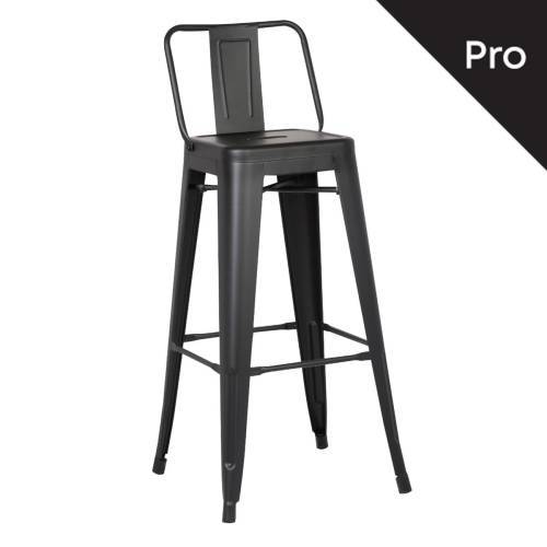 RELIX Σκαμπό Bar-Pro με Πλάτη, Μέταλλο Βαφή Μαύρο Matte Ε-00018135 Ε5199,1Μ