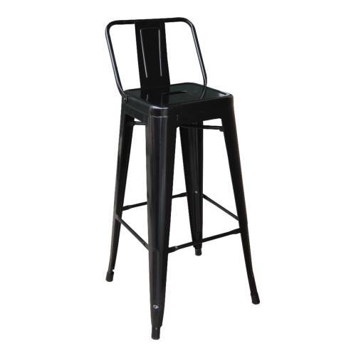 RELIX Σκαμπό Bar με Πλάτη, Μέταλλο Βαφή Μαύρο Ε-00023477 Ε5199,1W
