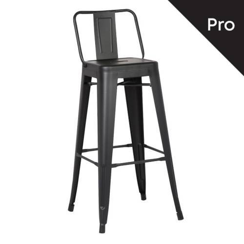 RELIX Σκαμπό Bar-Pro με Πλάτη, Μέταλλο Βαφή Μαύρο Matte Ε-00018135 Ε5199,1Μ