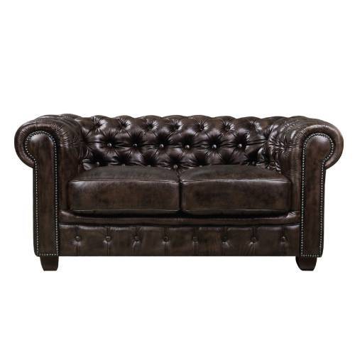 CHESTERFIELD 689 Καναπές 2Θέσιος Σαλονιού - Καθιστικού, Δέρμα Απόχρωση Καφέ Ε-00012087 Ε9574,2