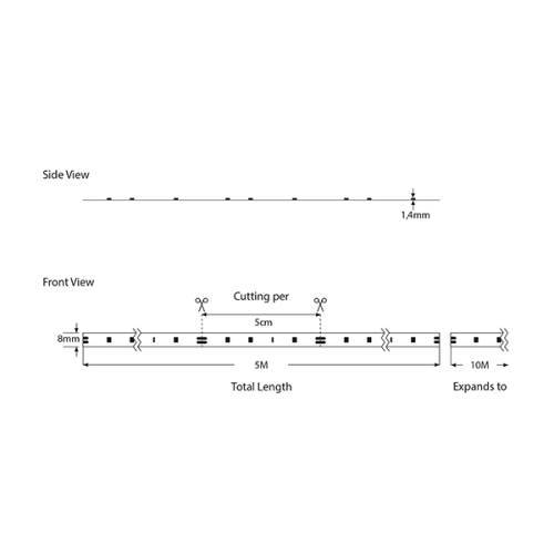 ΤΑΙΝΙΑ LED 5M 10W 12V 6500K IP20 PRO