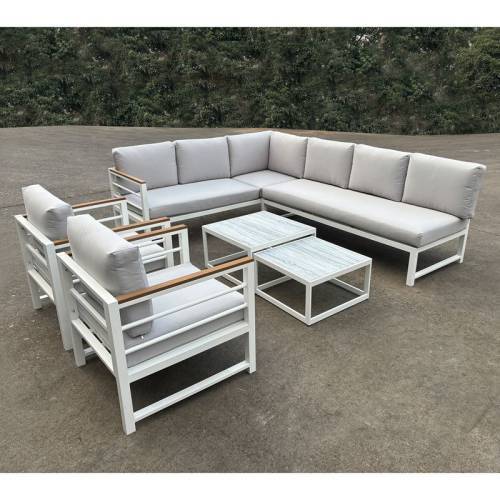 MARILIAN Set Σαλόνι Κήπου, Πολυμορφικό 6τεμ, Μέταλλο Βαφή Άσπρο, Μαξιλάρια Γκρι Ε-00024845 Ε6870,2