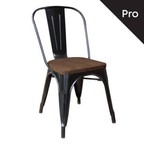 RELIX Wood Καρέκλα, Μέταλλο Βαφή Μαύρο Extra Matte, Απόχρωση Ξύλου Dark Oak Ε-00023971 Ε5191W,1W