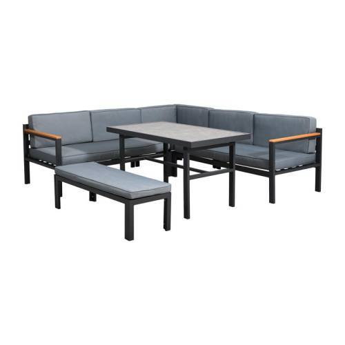 ΓΩΝΙΑΚΟ ΣΕΤ ΚΗΠΟΥ Fylliana Estelle ΓΚΡΙ ΧΡΩΜΑ 213x213x65εκ