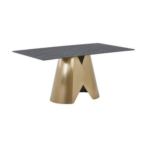 ΤΡΑΠΕΖΙ ΤΡΑΠΕΖΑΡΙΑΣ Fylliana FL0053 ΜΕ ΓΚΡΙ ΚΕΡΑΜΙΚΗ ΕΠΙΦΑΝΕΙΑ ΜΕ ΜΕΤΑΛΛΙΚΑ ΠΟΔΙΑ ΧΡΥΣΟ ΧΡΩΜΑ 160x90x75εκ