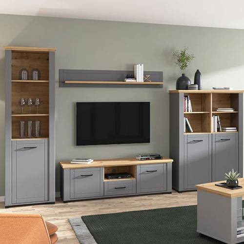 ΒΙΤΡΙΝΑ VALENCIA POP 1K ΓΚΡΙ ΓΡΑΦΙΤΗ-ARTISAN OAΚ-ΓΚΡΙ ΜΑΤ ΧΡΩΜΑ 60.5*41*194.5εκ