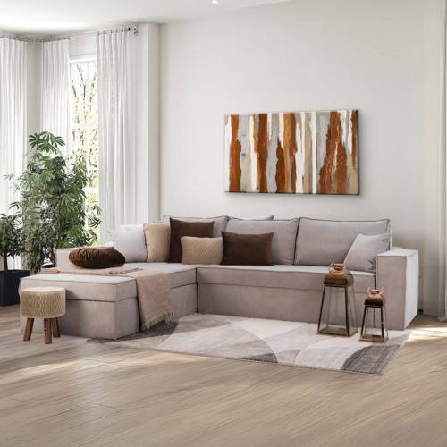 ΚΑΝΑΠΕΣ ΓΩΝΙΑ Fylliana OLYMP 3 TAUPE 280*210*80
